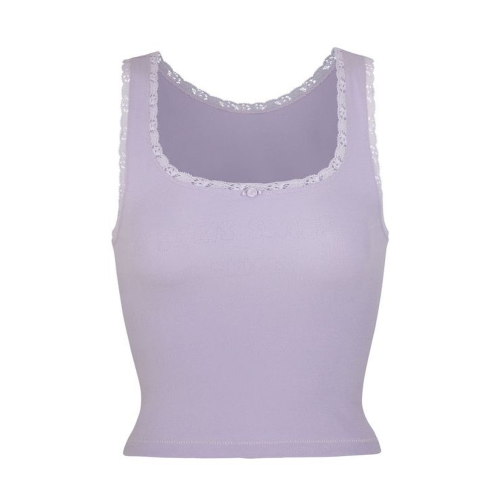 SKIMS Lace Pointelle Tank and Boxer SET Lavendar